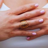 Bague Cube Metatron acier inoxdable or