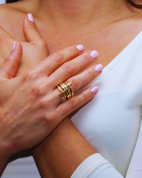 Kama | Bague Croix Ankh 🟡⚪️