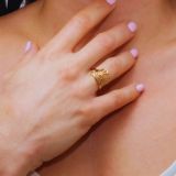 Bague Fleur de Lotus en acier inoxydable or