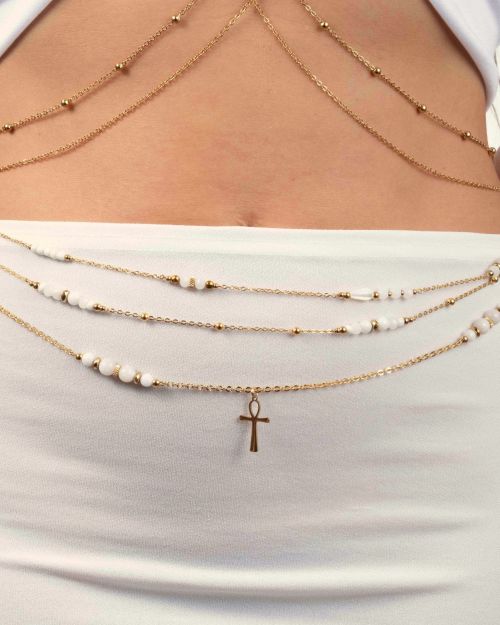 Lakshmi | Chaîne de taille triple 🟡⚪️