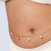 Bastet | Bijou de taille simple avec des pierres pendantes 🟡⚪️