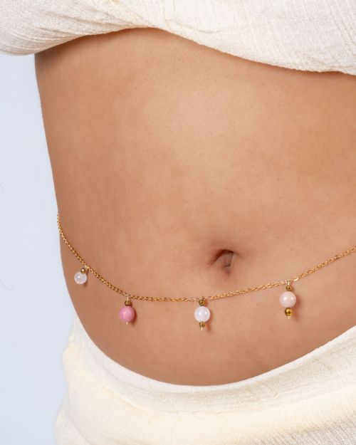 Bastet | Bijou de taille simple avec des pierres pendantes 🟡⚪️