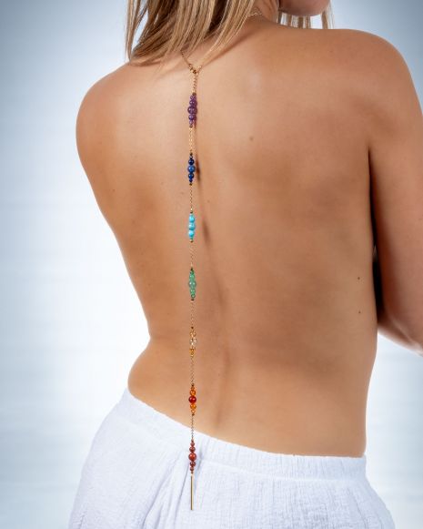 Himalia | Bijou de dos avec pierres des 7 chakras 🟡⚪️