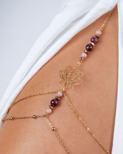 Caïssa | Bijou de cuisse Fleur de Lotus 🟡⚪️