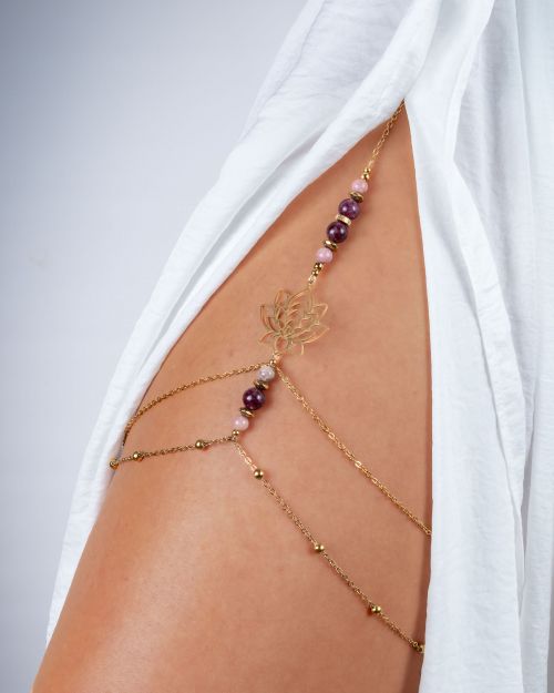 Caïssa | Bijou de cuisse Fleur de Lotus 🟡⚪️