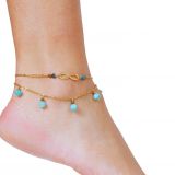 Chaîne de cheville en acier inoxydable infini et perles  pendantes