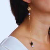 Longues boucles d’oreilles Ostara en pierres naturelles et acier inoxydable