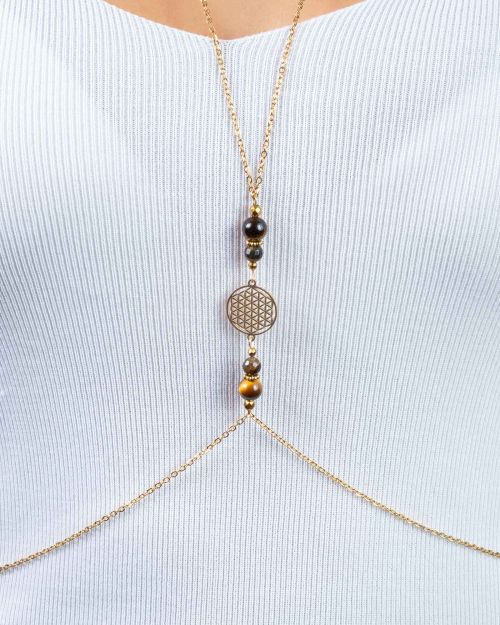 Indrani | Bijou de buste Ôm & Fleur de vie 🟡⚪️